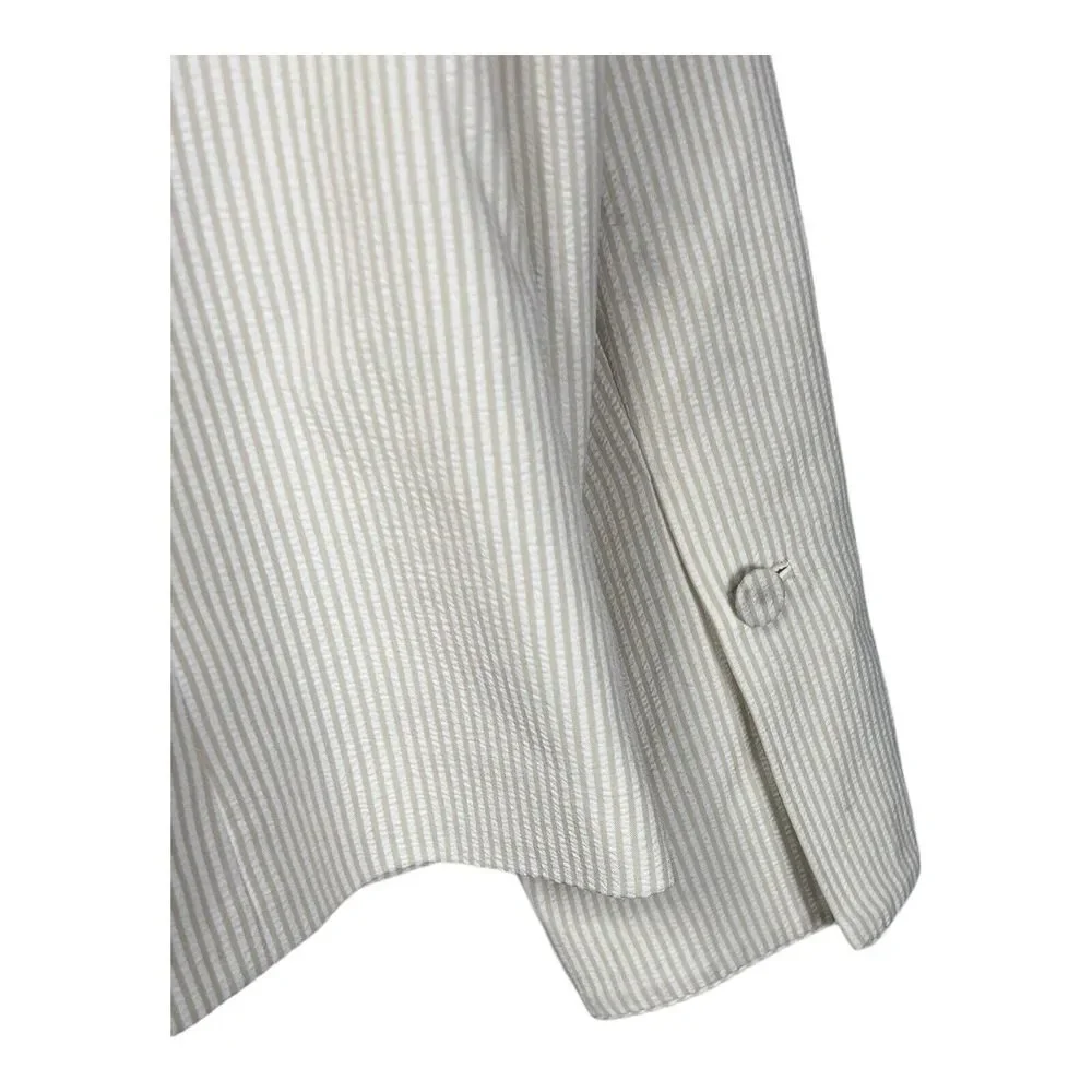 Spiegel Blazer Jacket Womens Size 12 Beige/White‎ Pinstripe Unique Details